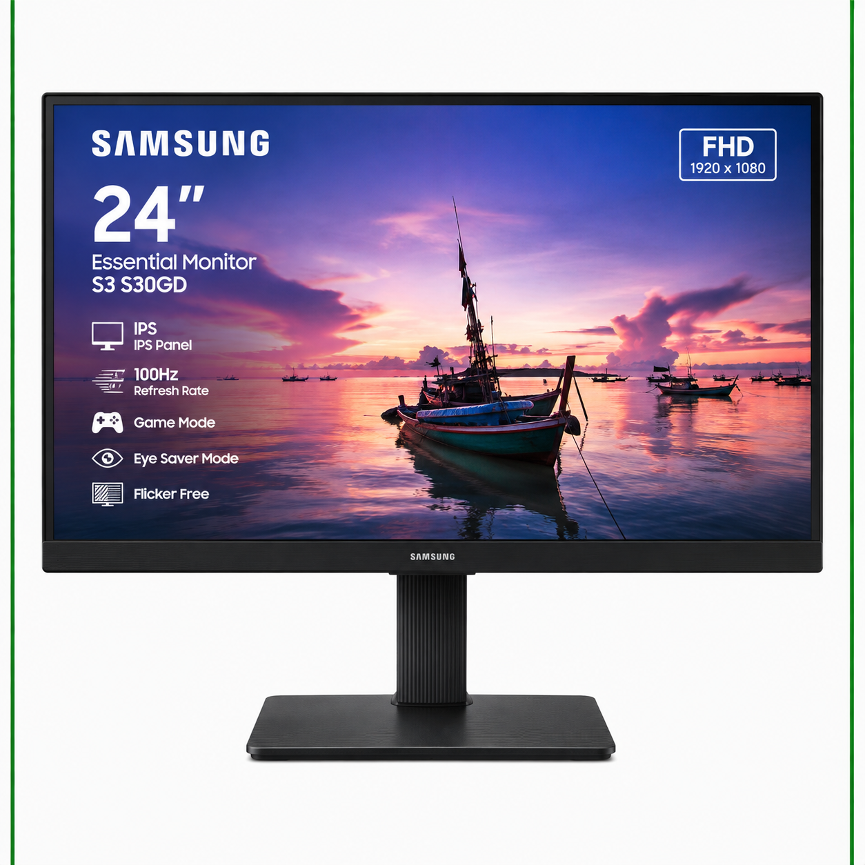 Samsung S3 S30GD Monitor 24 Inch Essential Monitor Full HD (LS24D300GAMXUE)