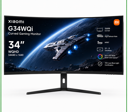 Xiaomi Curved Gaming Monitor G34WQi 34-inch Curved WQHD (3440 x 1440p) 180Hz Refresh Rate,