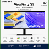Samsung 34” ViewFinity S5 S50GC Monitor 34-inch Flat (3440 x 1440) Resolution (LS34C500GAMXUE)