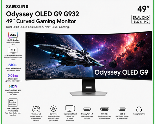 SAMSUNG ODYSSEY OLED G9 G93C 49 INCH CURVED 4K MONITOR (LS49DG932SMXUE)